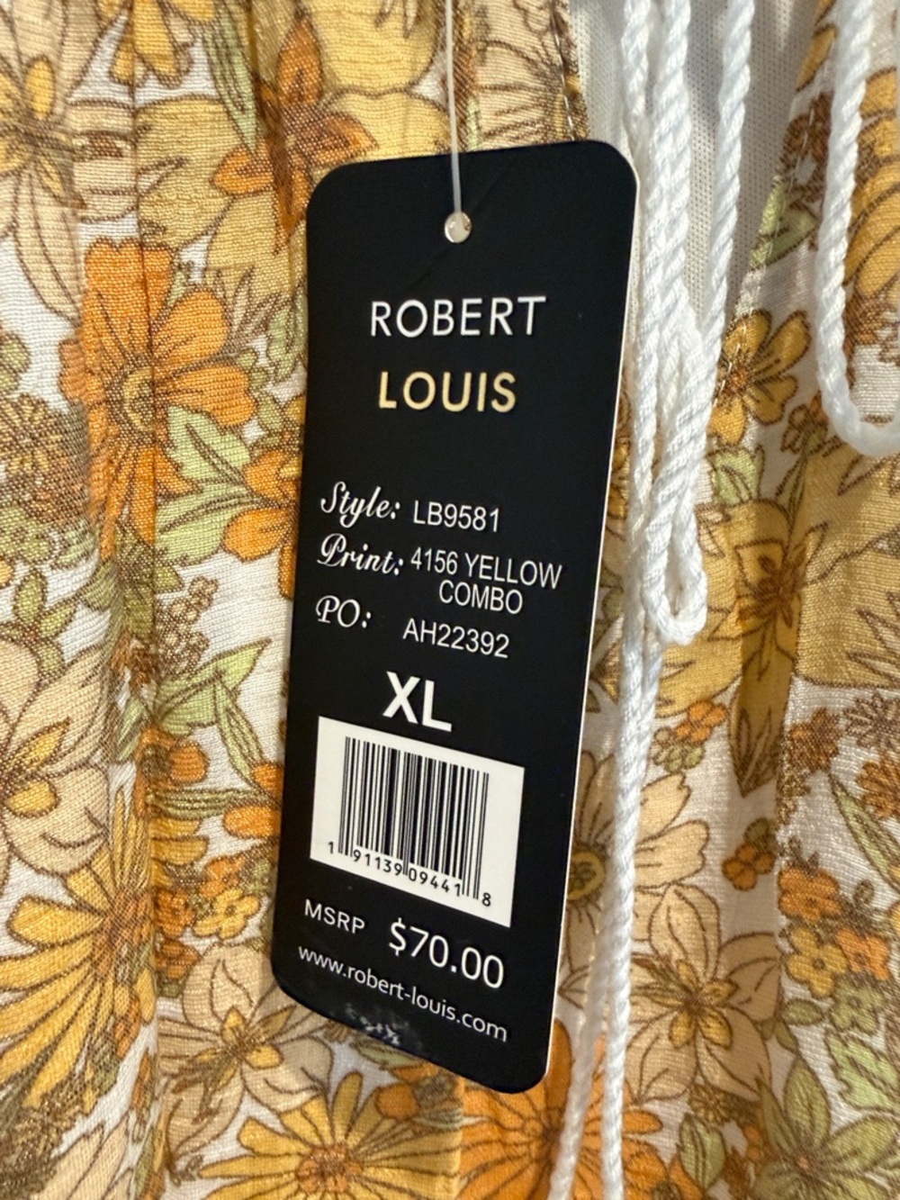 Robert Louis Cream and Yellow Floral Midi Dress with Tassel Tie - Picture 2 of 5